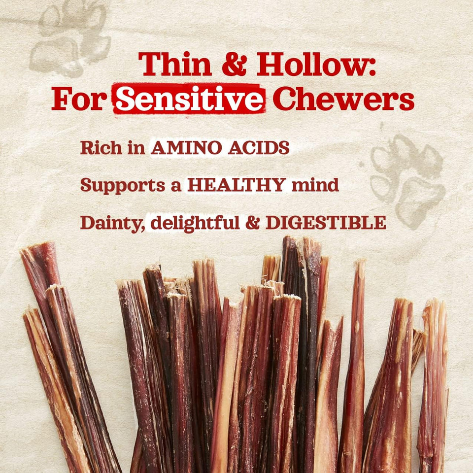 Natural Farm Pizzle Bully Sticks (10 Inch, 12 Pack), Pixie Chew, Extra-Thin Pet Treats - Grain-Free, High Protein, Best Rawhide Alternative For Small, Puppies Or Senior Dogs