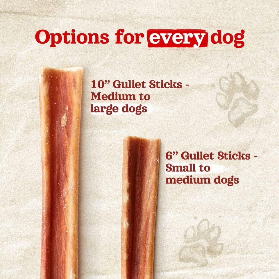 Natural Farm Gullet Sticks (6 Inch, 50 Pack) - One Ingredient Beef Esophagus Chews - Fully Digestible, Promotes Joint & Dental Health, For Pups, Small & Senior Dogs