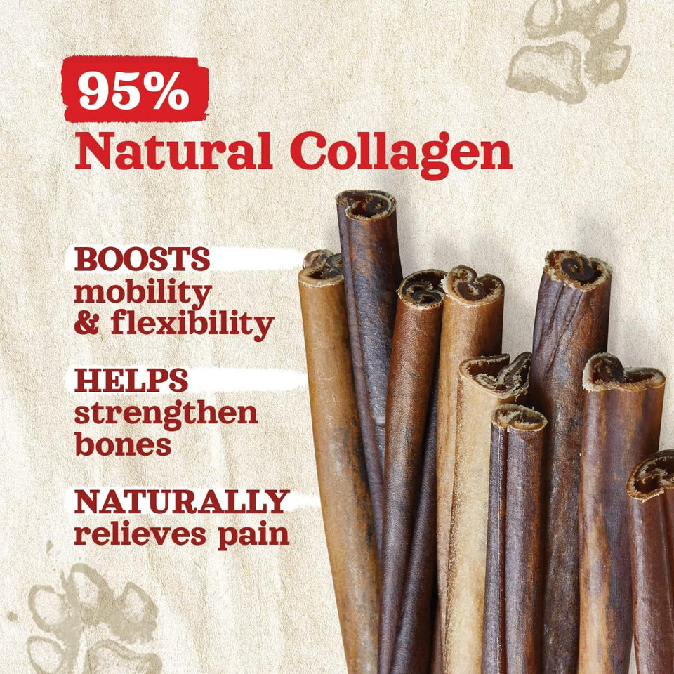 Natural Farm Collagen Dog Chews (3-5, 10 Units), Odor-Free Long Lasting Bully Sticks & Rawhide Alternative Dog Treats, 95% Collagen Low Fat, High Protein Best Dental Dog Treats  Small & Medium Dogs