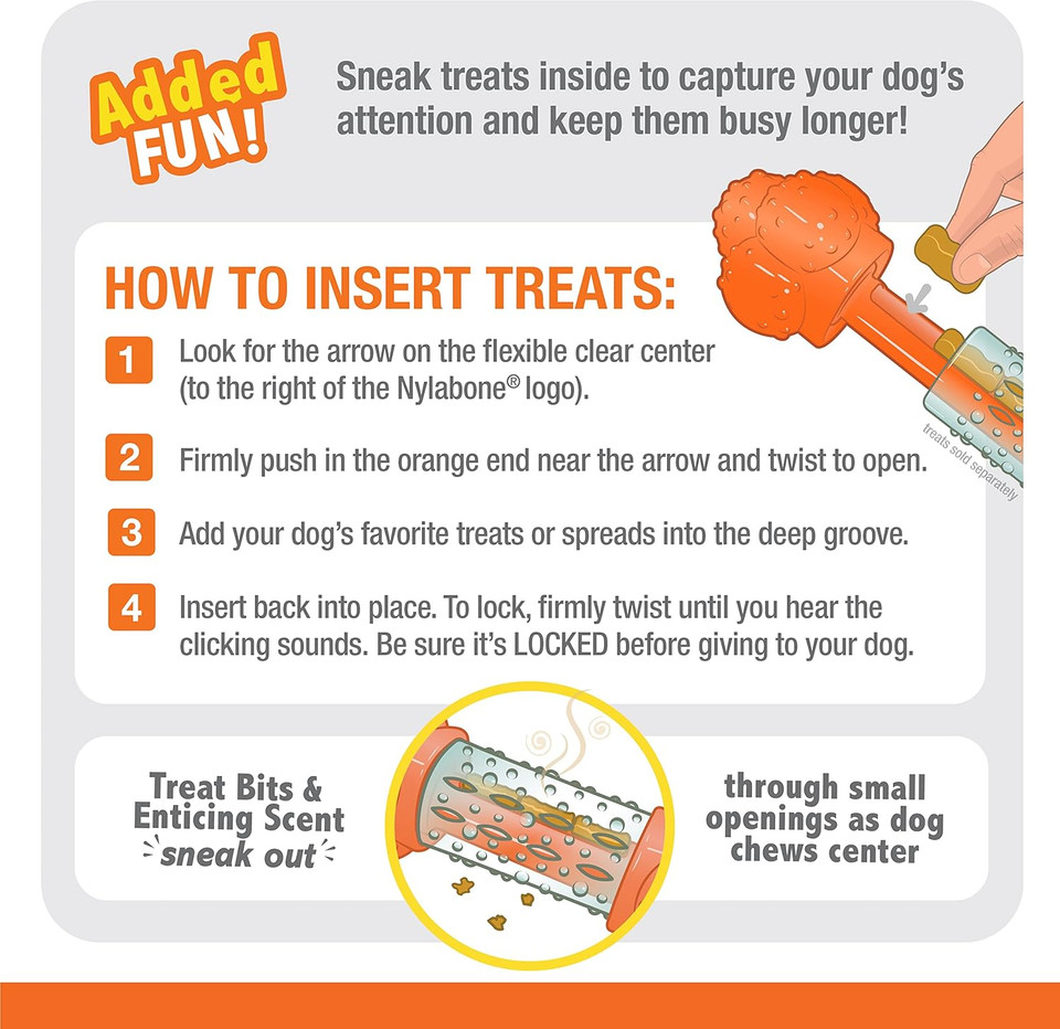 Nylabone Strong Chew Sneaky Snacker Treat Toy For Dogs, Interactive Dog Enrichment Chew Toys, Bacon Flavor, Medium/Wolf - Up To 35 Lbs. (1 Count)