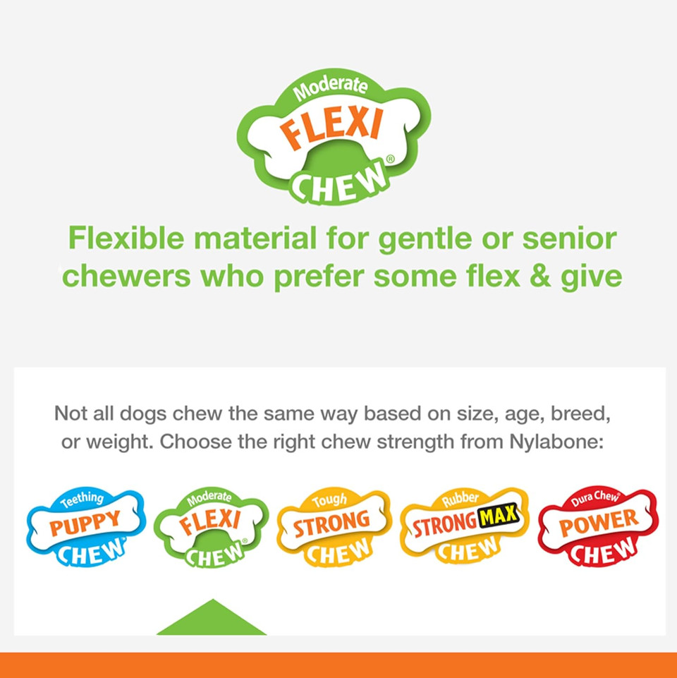 Nylabone Flexi Chew Chill & Chew Toy For Dogs With Treat Pockets Chicken Flavor, Medium/Wolf - Up To 35 Lbs. (1 Count)