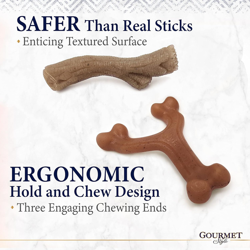 Nylabone Gourmet Style Strong Dog Chew Toy Bundle Bacon & Peanut Butter Small/Regular (2 Count)