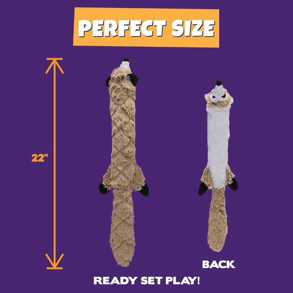 Pet Factory Rugged Stuffless Squeaky Plush Dog Toy, Randomly Selected - Skunk/Raccoon/Fox, One Size