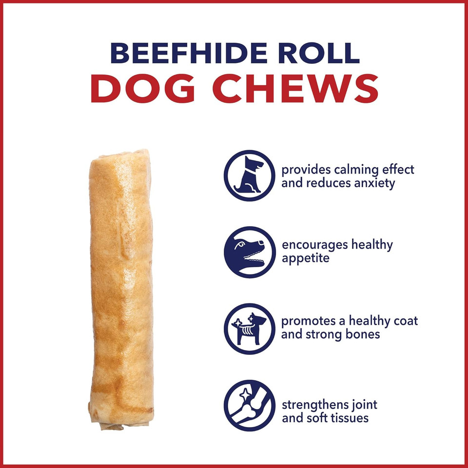 Pet Factory American Beefhide 7" Rolls Dog Chew Treats - Chicken Flavor, 4 Count/1 Pack