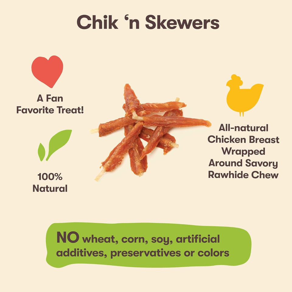 Pet 'N Shape Chik 'N Skewers - Chicken Wrapped Rawhide - All Natural Dog Treats, Chicken, 8 Oz, 10808