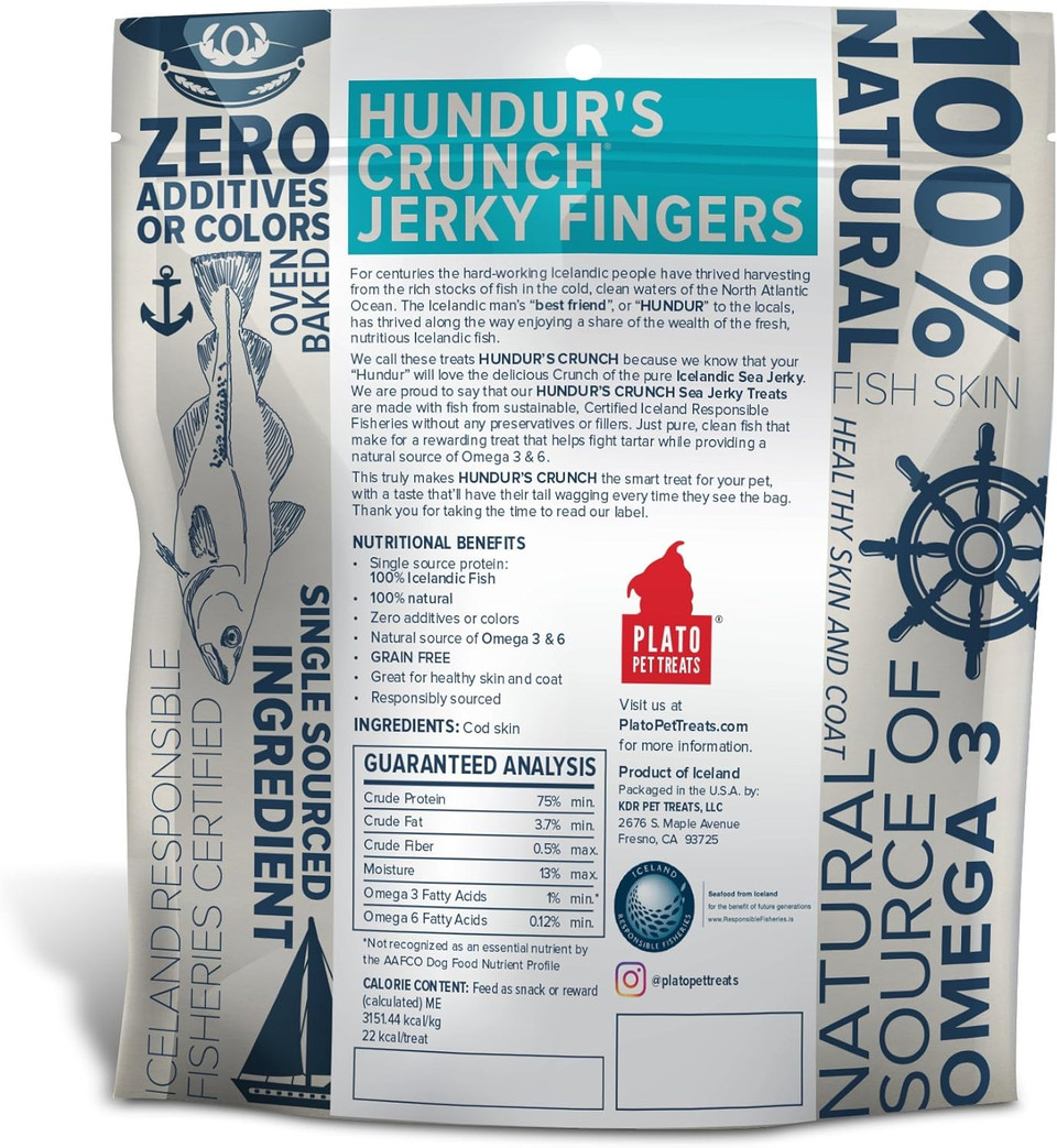 Plato Hundur'S Crunch Jerky Fingers 10Oz, Natural
