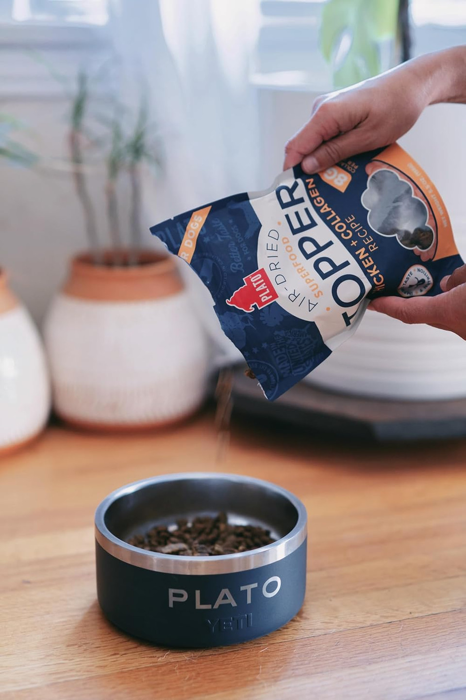 Plato Pet Treats Air Dried Dog Food Topper, Chicken And Collagen Recipe, Superfood, Grain Free, Made In The Usa, 12Oz