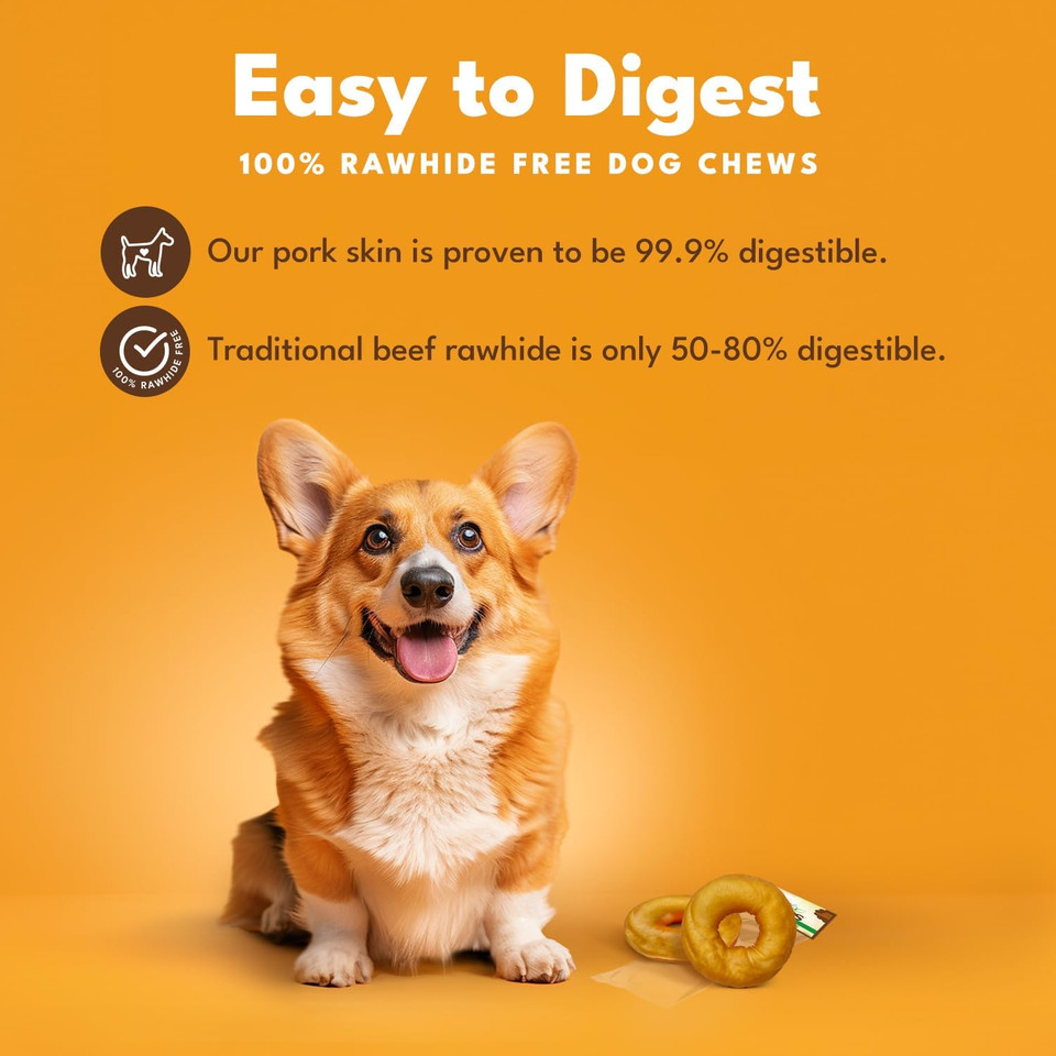 Pork Chomps Roasted Pork Skin Dog Chews, 3-Inch Donuts, 2 Count