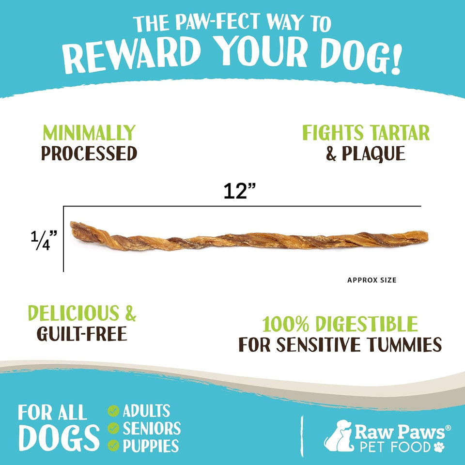 Raw Paws Lamb Esophagus Twists For Dogs, 12 Inch, 5-Ct - Packed In Usa - Lamb Weasand Twist - Natural Dog Lamb Treats From Free-Range Sheep - Lamb Dog Treats - Gullet Lamb Esophagus Dog Treats