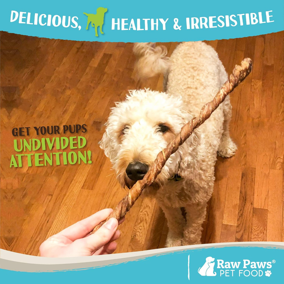 Raw Paws Lamb Esophagus Twists For Dogs, 12 Inch, 5-Ct - Packed In Usa - Lamb Weasand Twist - Natural Dog Lamb Treats From Free-Range Sheep - Lamb Dog Treats - Gullet Lamb Esophagus Dog Treats