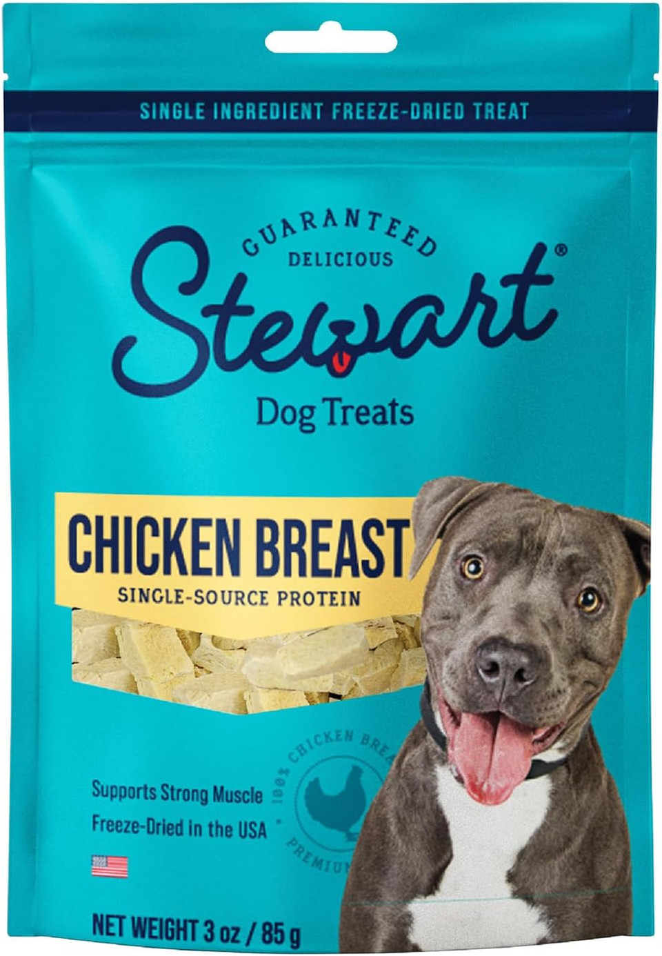 Stewart Freeze Dried Dog Treats, Chicken Breast, 3 Oz, Grain Free & Gluten Free, Resealable Pouch, Single Ingredient, Training Treat In Beef Liver, Salmon, Chicken Liver & Chicken Breast 4, 14, 21 Oz