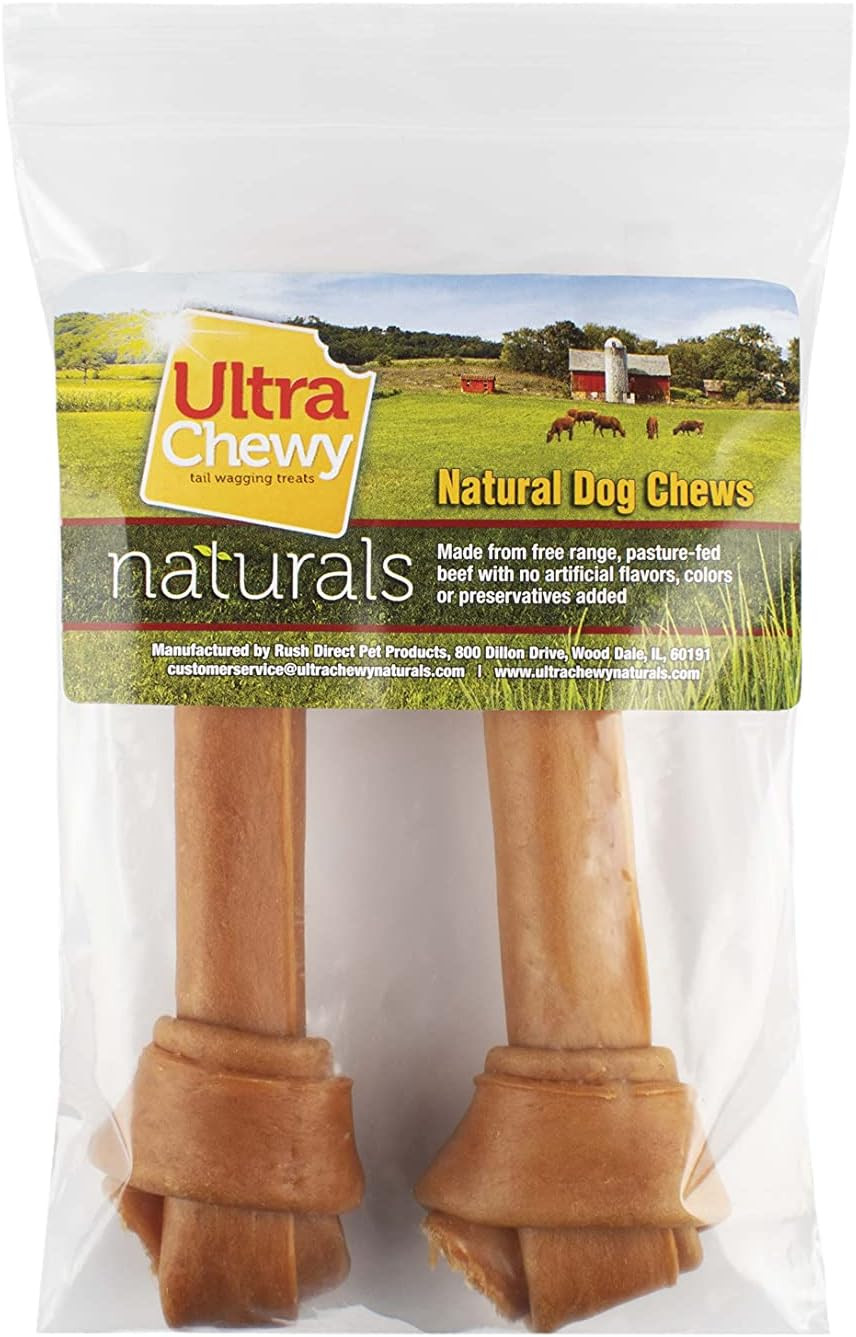 Ultra Chewy Turkey Tendon Knotted Bones For Dogs - Premium All-Natural, Hypoallergenic, Long-Lasting Dog Chew Treat, Easy To Digest, Ingredient Sourced From Usa (7 Inches - 2 Pack)