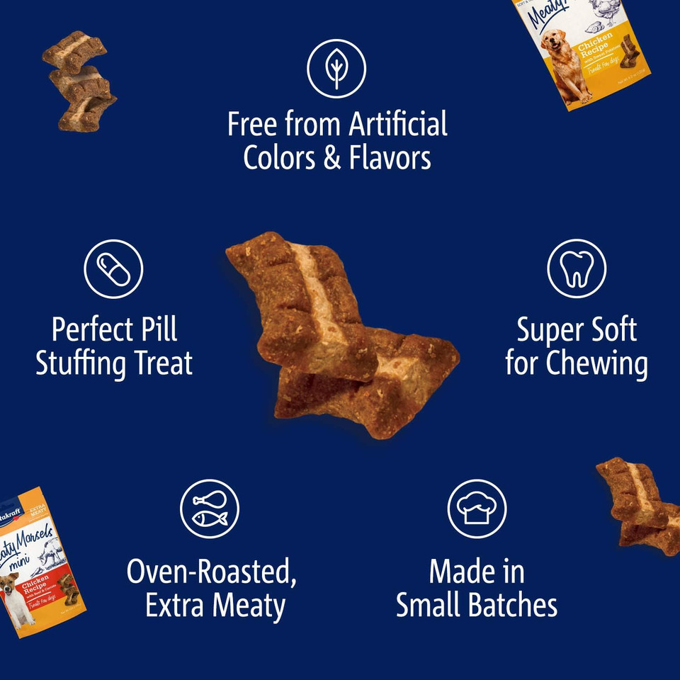 Vitakraft Meaty Morsels Treats For Dogs - Chicken With Beef And Carrots - Super Soft Dog Treats - Two Layers Of Gently Oven-Baked Meaty Goodness - Multi Pack Of 4