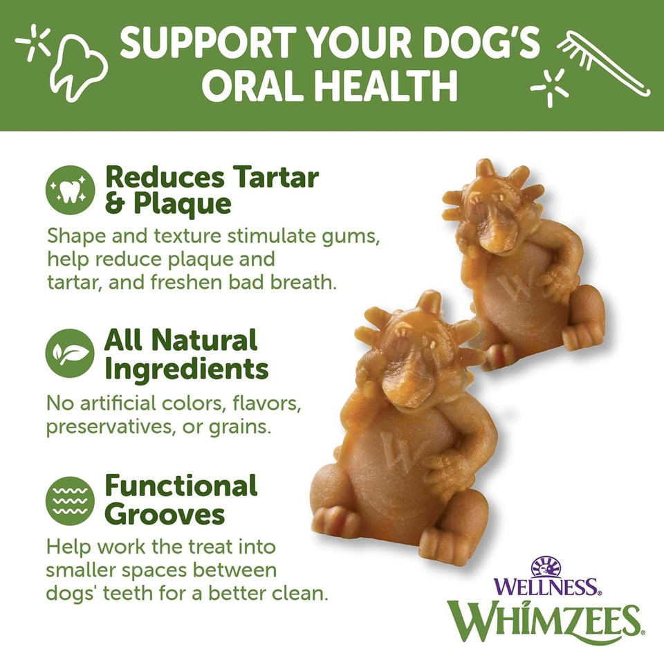 Whimzees By Wellness Hedgehog Natural Dental Chews For Dogs, Long Lasting Treats, Grain-Free, Freshens Breath, Large Breed, 6 Count