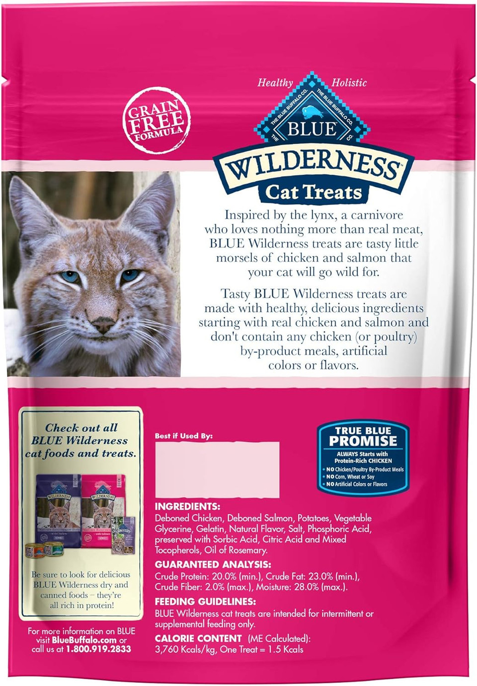 Blue Buffalo Wilderness Grain Free Soft-Moist Cat Treats, Chicken & Salmon 8-Oz Bag