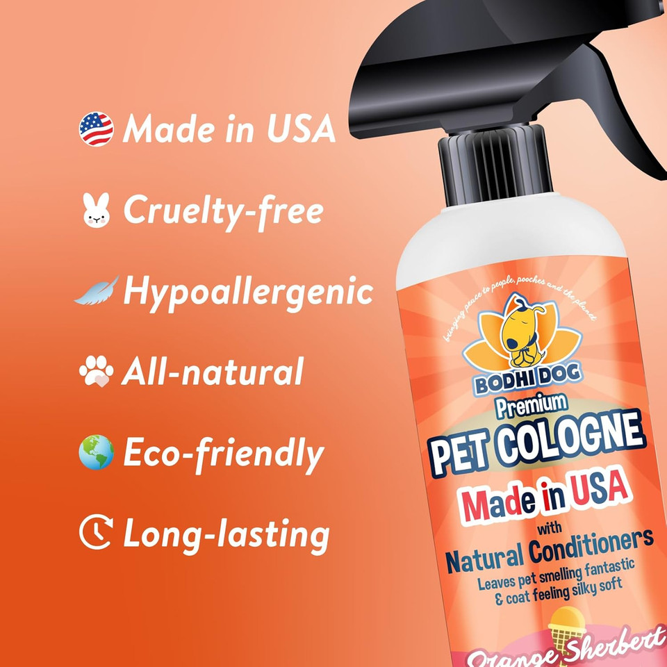 Bodhi Dog Natural Dog Cologne | Premium Scented Deodorizing Body Spray For Dogs & Cats | Neutralizes Strong Odors | Dog Perfume With Natural Dog Conditioner | Made In Usa (Orange Sherbert, 17 Fl Oz)