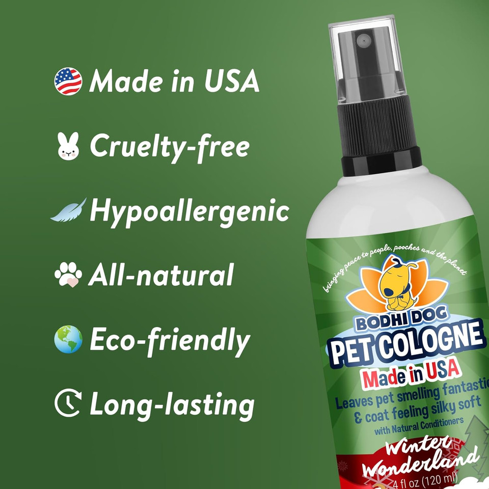 Bodhi Dog Natural Dog Cologne | Premium Scented Deodorizing Body Spray For Dogs & Cats | Neutralizes Strong Odors | Dog Perfume With Natural Dog Conditioner | Made In Usa (Winter Wonderland, 4 Fl Oz)