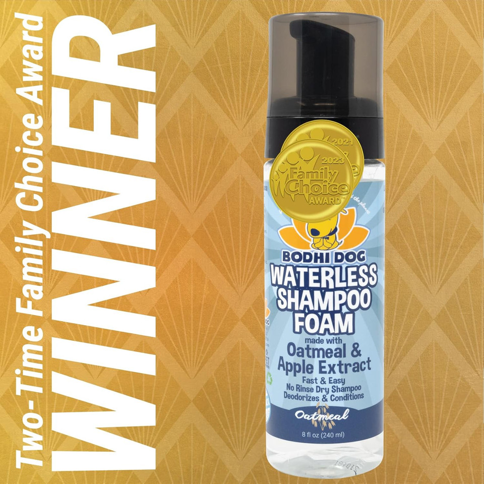 Bodhi Dog Waterless Foaming Shampoo | Natural Pet Shampoo For Dogs & Cats | Waterless Dry Shampoo For Bathless Cleaning | No Rinse Required | Made In Usa (Oatmeal, 8Oz)