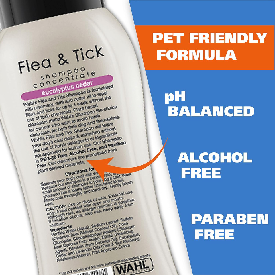 Wahl Usa Flea & Tick Repelling Dog Shampoo For Pets  Defense Formula With Eucalyptus Cedar & Rosemary  24 Oz - 820007A