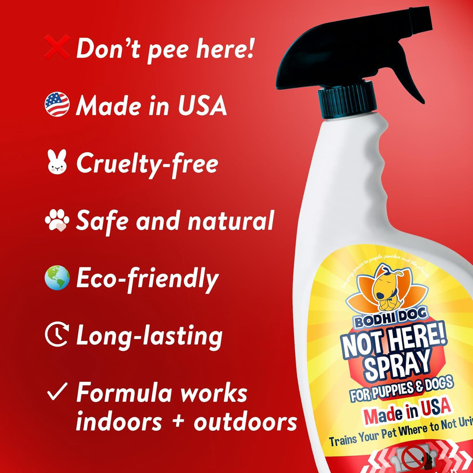 Bodhi Dog Not Here! Spray | Trains Your Pet Where Not To Urinate | Training Corrector For Puppies & Dogs | For Indoor & Outdoor Use | No More Marking | Made In The Usa (32 Ounce)