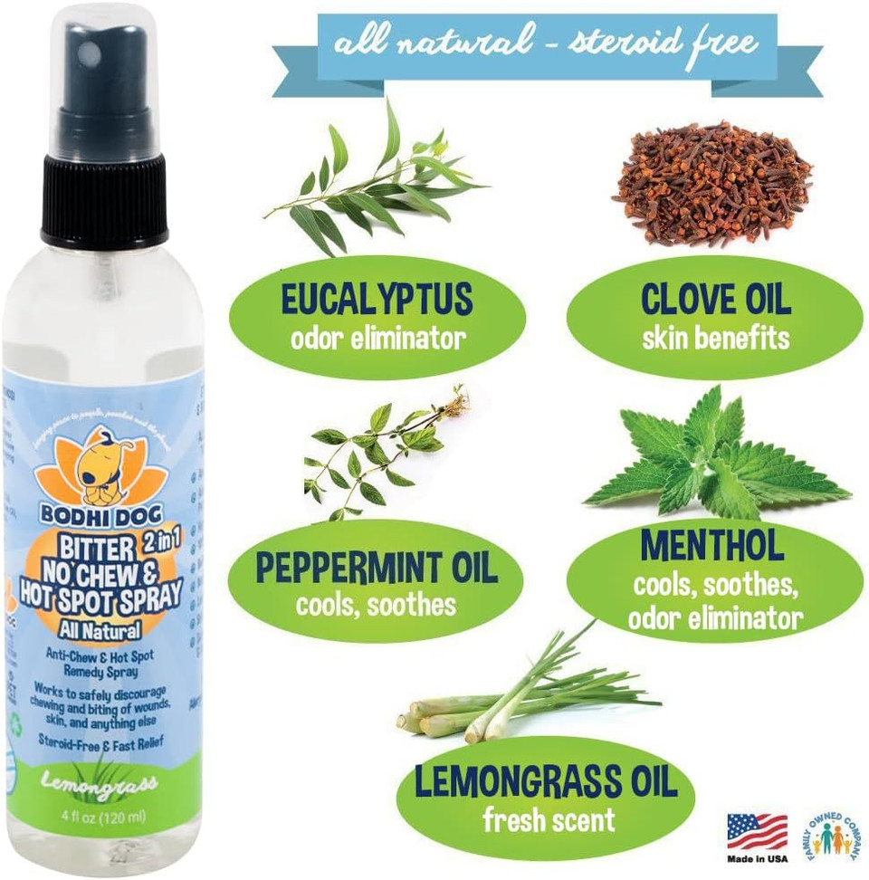 Bodhi Dog New Bitter 2 In 1 No Chew & Hot Spot Spray | All Natural Anti-Chew Remedy | Safe For Skin, Wounds, Anything Else | Made In Usa