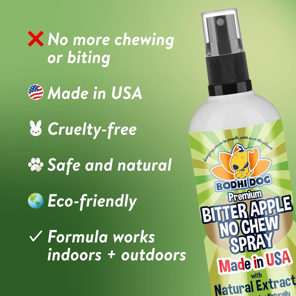 Bodhi Dog Premium Bitter Apple No Chew Spray | Natural Training Aid | Bitter Apple Chewing Spray For Dogs & Puppies | Deter Dogs From Chewing & Biting | Made In Usa | 8Oz