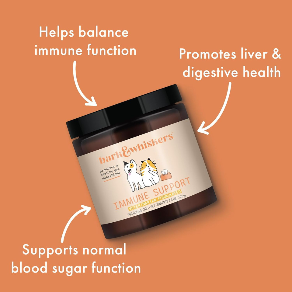 Bark & Whiskers Immune Support, 3.5 Oz. (102 G), 60 Scoops, Supports Liver & Digestive Health, Veterinarian Formulated, Non-Gmo, Dr. Mercola