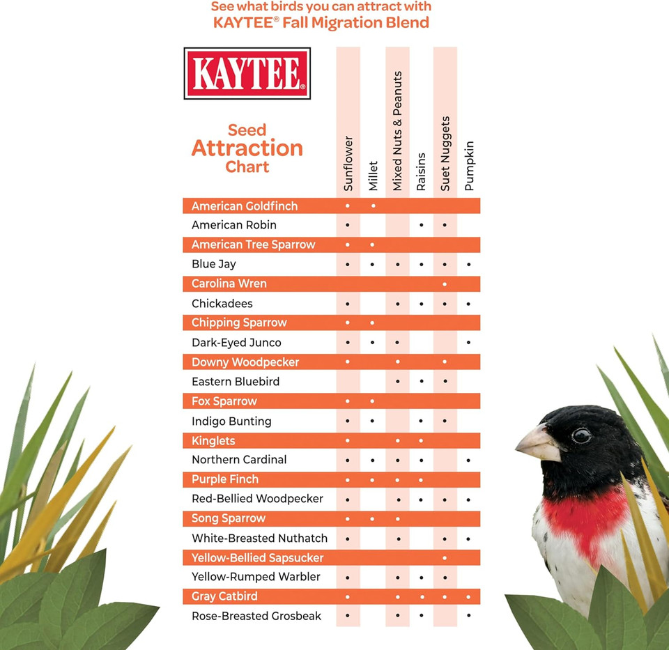 Kaytee Wild Bird Food, Fall Migration Seed Blend, 8 Lb