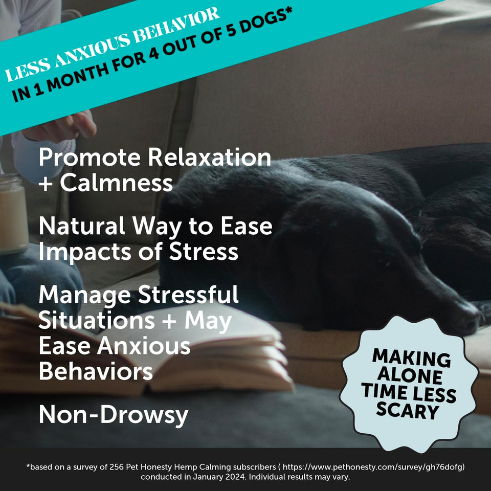 Pet Honesty Hemp Dog Calming Chews, Dog Anxiety Treats To Support Dog Anxiety, Melatonin For Dogs, Helps Aid With Thunder, Fireworks, Chewing & Barking (Chicken 90 Ct)