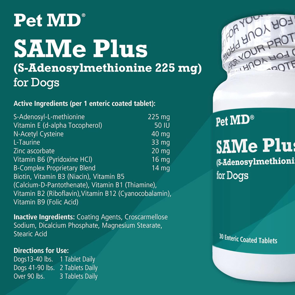 Pet Md Same Plus 225 Mg S-Adenosyl Liver Supplement For Dogs + Wrap-A-Pill Peanut Butter Pill Paste 4.2 Oz