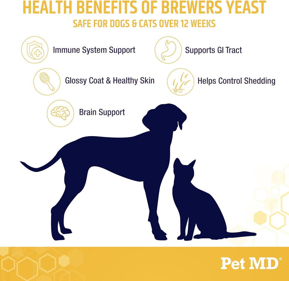 Pet Md Garlic & Brewers Yeast For Dogs & Cats - Garlic And Yeast Plus Antioxidants - Brewer'S Yeast Tablets For Dogs & Cats - Vitamin B 1 & Vitamin C - 500 Ct