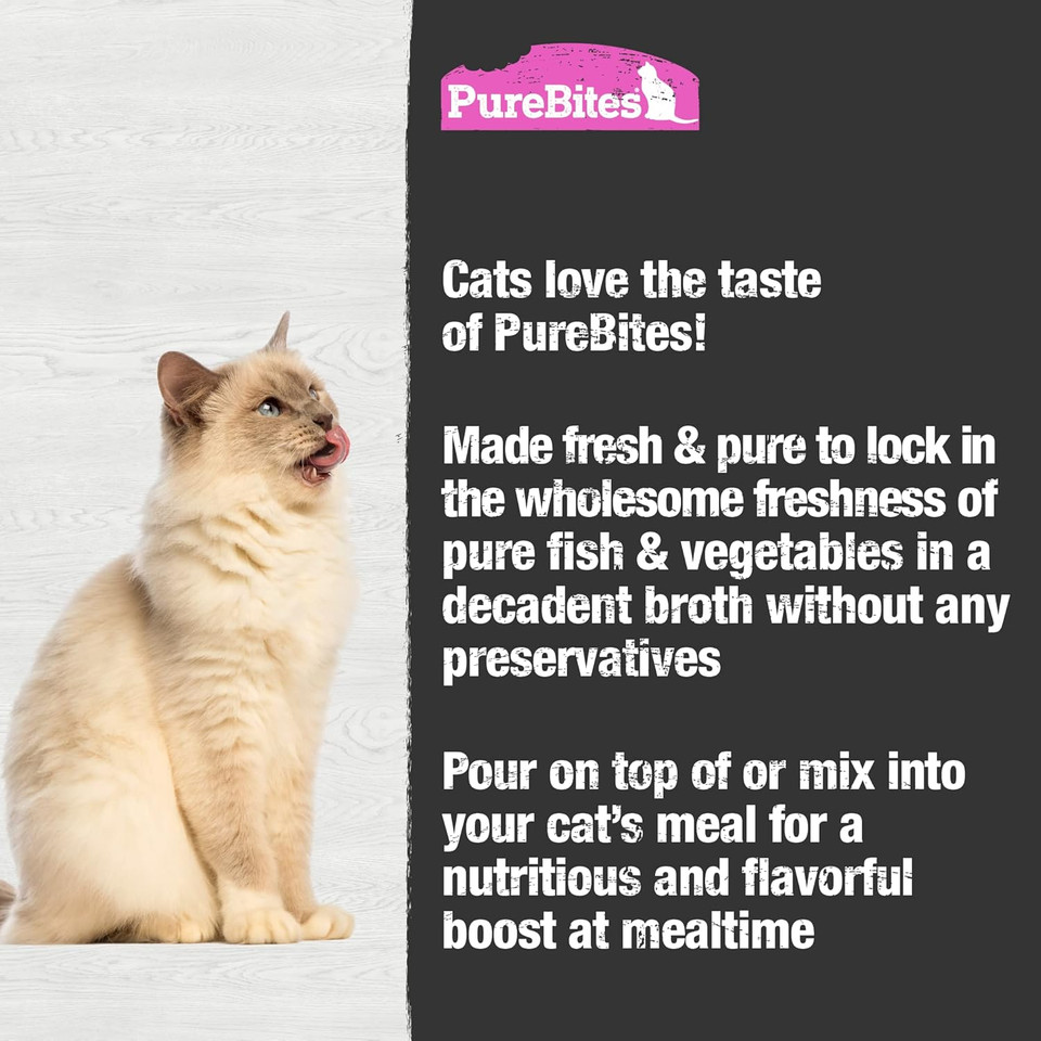 Purebites Tuna & Salmon Broths For Cats, Only 5 Ingredients, Case Of 18