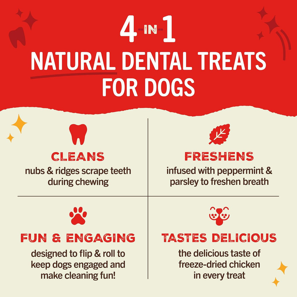 Stella & Chewy'S Dental Delights With Freeze-Dried Chicken - Small Dental Treats For Dogs, Single Serve