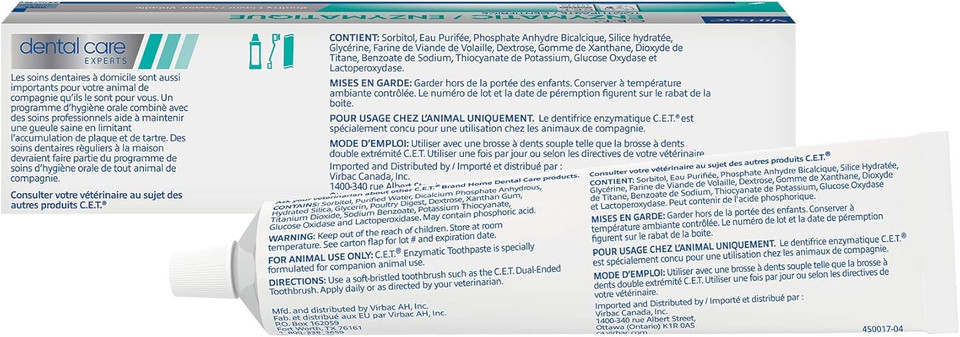 Virbac Cet Enzymatic Toothpaste| Eliminates Bad Breath By Removing Plaque & Tartar Buildup | Best Pet Dental Care Toothpaste | Poultry Flavor, 2.5 Oz Tube