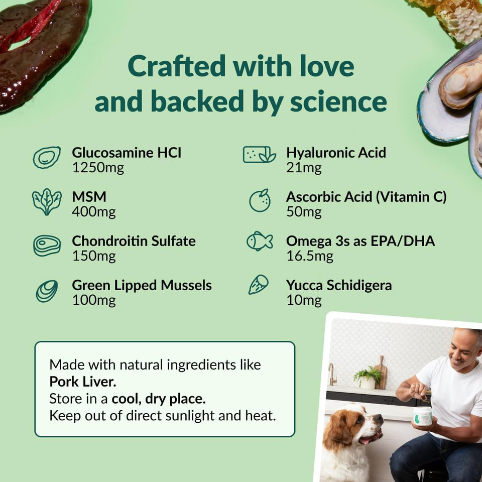 Wuffes Chewable Dog Hip And Joint Supplement For Large Breeds - Glucosamine & Chondroitin Chews - Dog Joint Supplements & Vitamins - Extended Joint Care - 30 Count