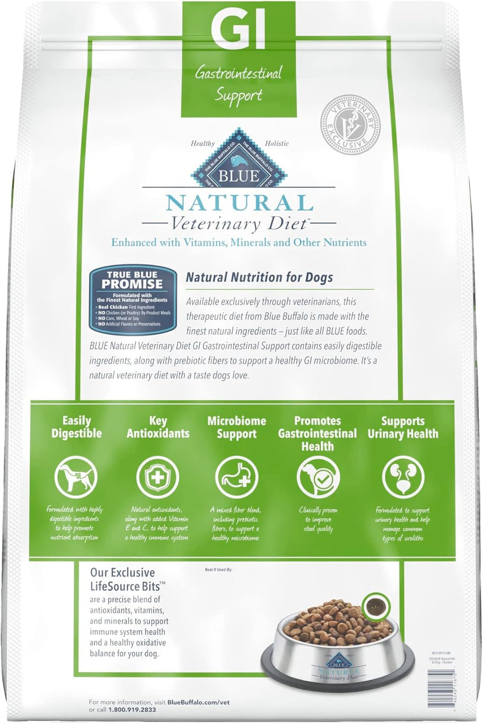 Blue Buffalo Natural Veterinary Diet Gi Gastrointestinal Support Dry Dog Food, Veterinarian'S Prescription Required, Chicken, 22-Lb. Bag Blue Buffalo Natural Veterinary Diet Gi Gastrointestinal Support Dry Dog Food, Veterinarian'S Prescription Required, Chicken, 22-Lb. Bag
