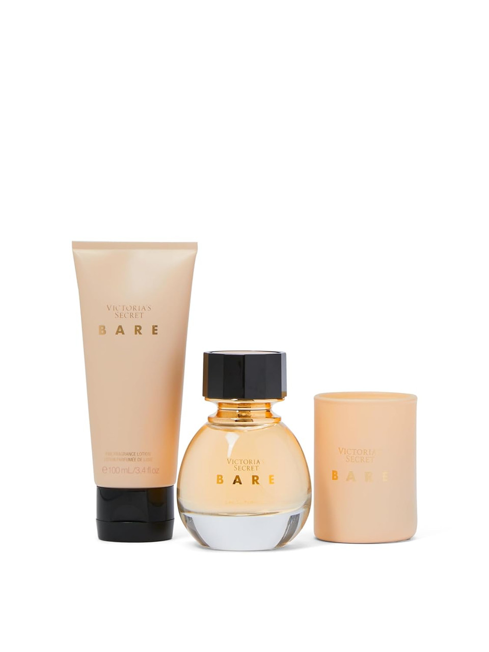 Victoria'S Secret Bare 3 Piece Luxe Fragrance Gift Set: 1.7 Oz. Eau De Parfum, Travel Lotion, & Candle