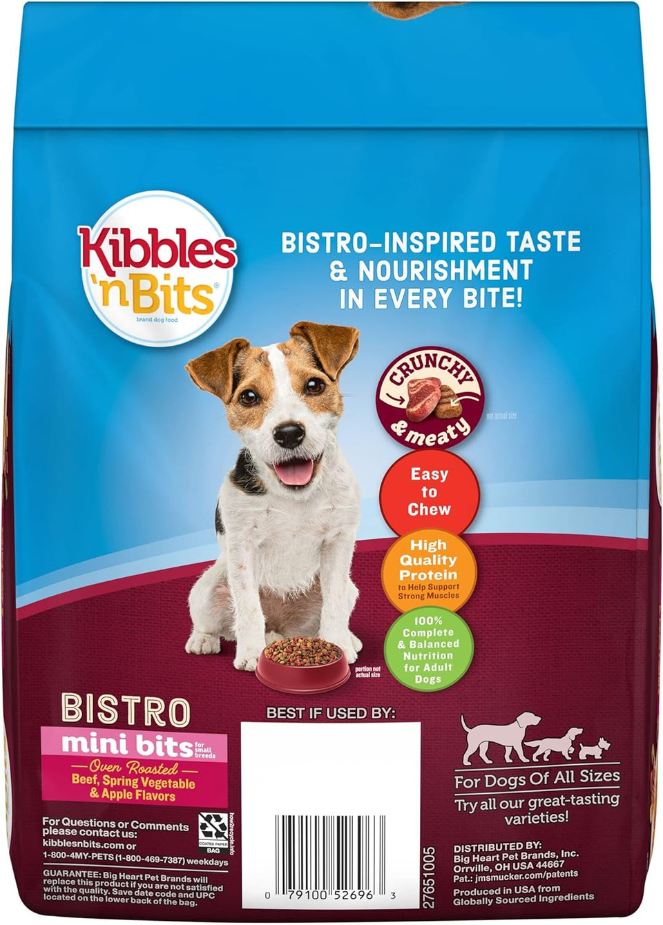 Kibbles 'N Bits Bistro Oven Roasted Beef Flavor Small Breed Mini Bits Dry Dog Food, 3.5 Pound Bag (Pack Of 4)