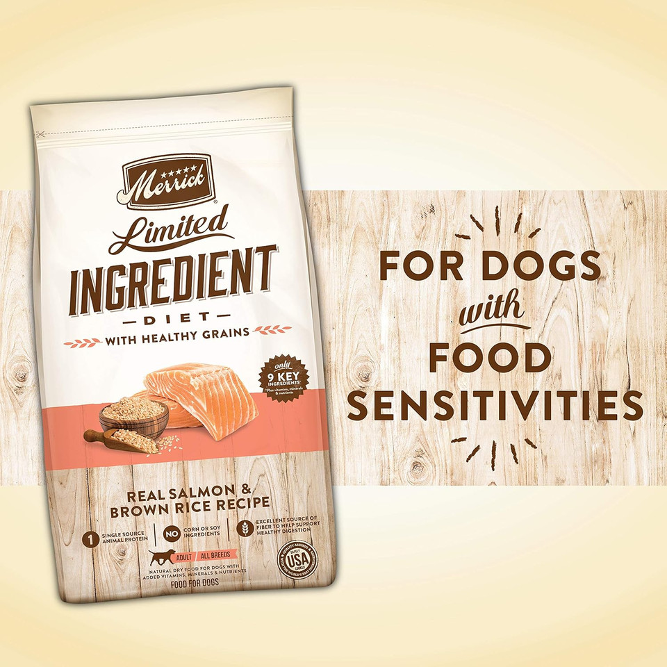 Merrick Limited Ingredient Diet Premium And Natural Kibble With Healthy Grains, Salmon And Brown Rice Dog Food - 22.0 Lb. Bag