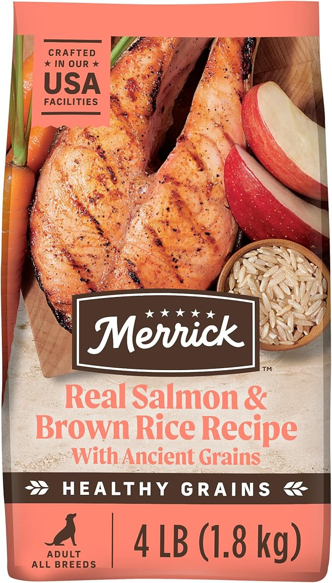 Merrick Healthy Grains Premium Adult Dry Dog Food, Wholesome And Natural Kibble With Salmon And Brown Rice