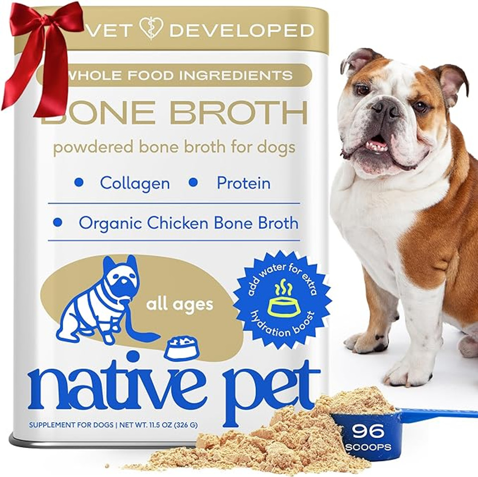 Native Pet Bone Broth for Dogs & Cats – Chicken Bone Broth Powder, 96 Scoops
