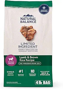 Natural Balance Limited Ingredient Small-Breed Adult Dry Dog Food With Healthy Grains, Lamb & Brown Rice Recipe, 4 Pound (Pack Of 1)