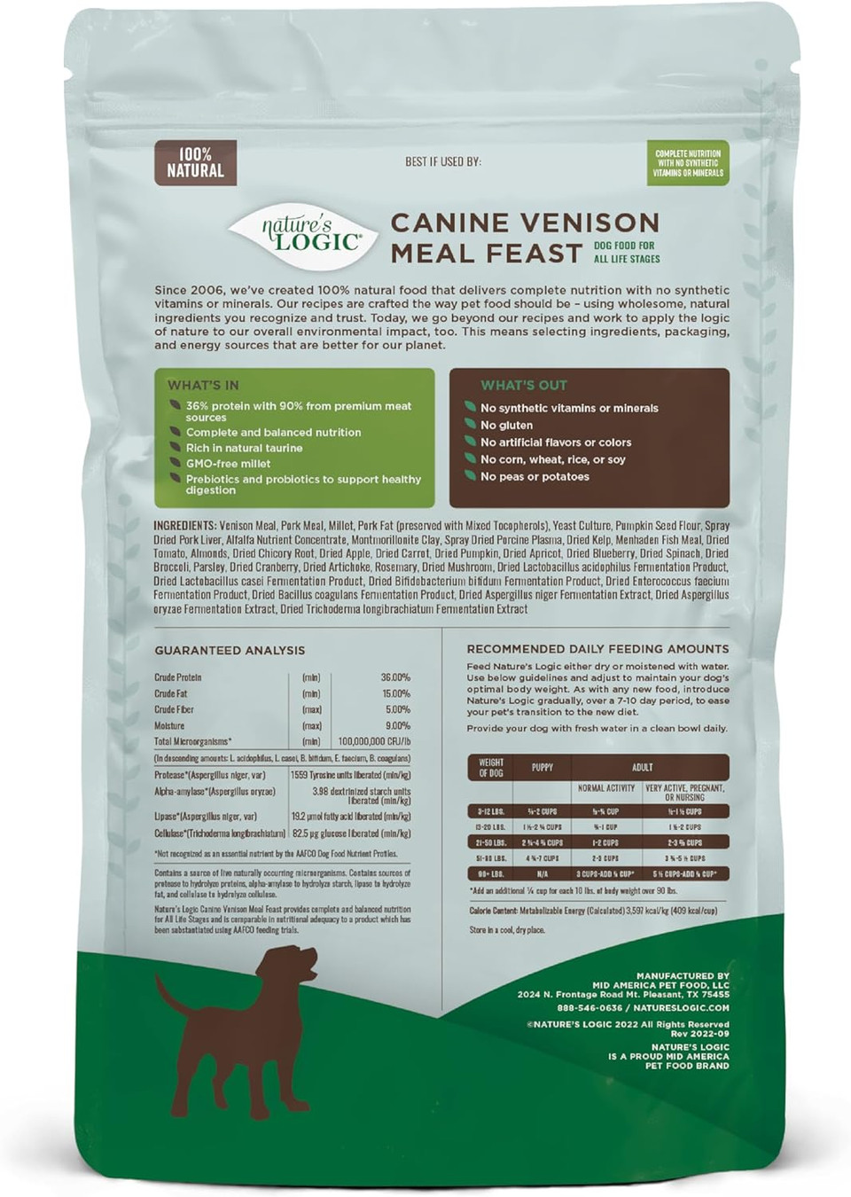 Nature'S Logic Venison Dry Dog Food, 4.4-Pound Bag