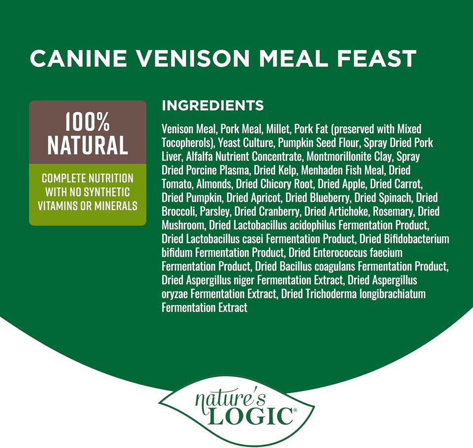 Nature'S Logic Venison Dry Dog Food, 4.4-Pound Bag