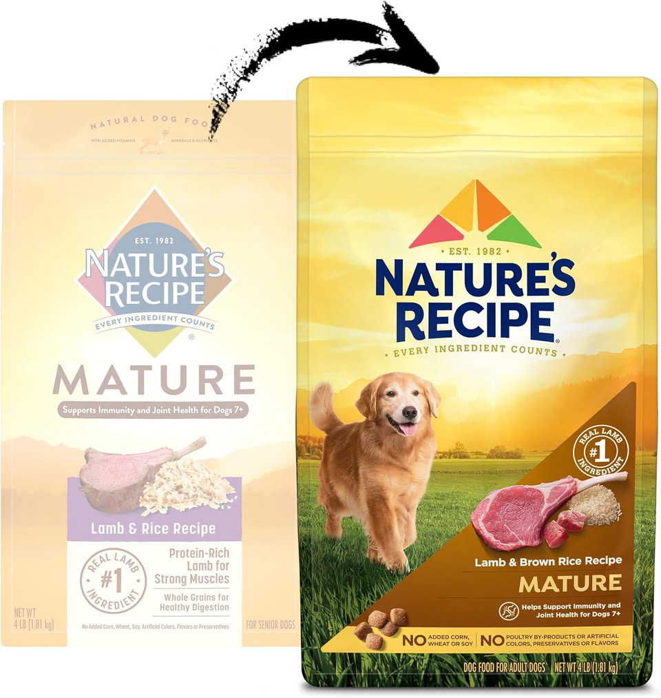 Natures Recipe Mature Lamb & Brown Rice Recipe Dry Dog Food, 4 Lb. Bag