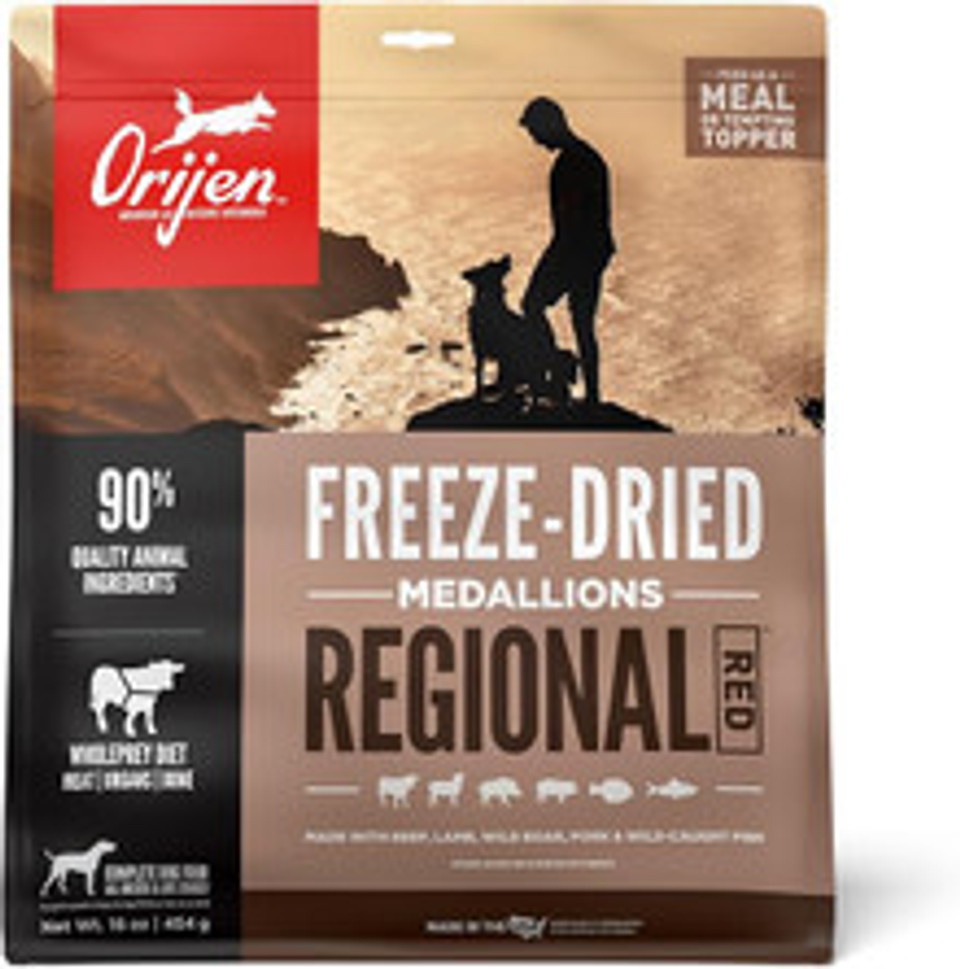 Orijen Regional Red Freeze Dried Medallions Dog Food & Topper, Grain Free Dog Food, Wholeprey Ingredients, 16Oz