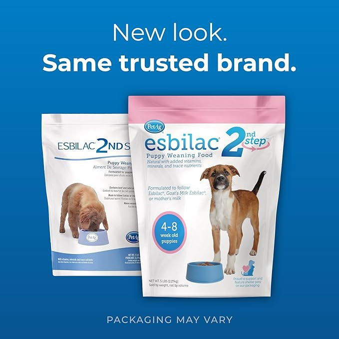 Pet-Ag Esbilac 2Nd Step Puppy Weaning Food - 5 Lb - Powdered Puppy Weaning Formula With Dha, Natural Milk Protein, Vitamins & Minerals For Puppies 4-8 Weeks Old - Easy To Digest