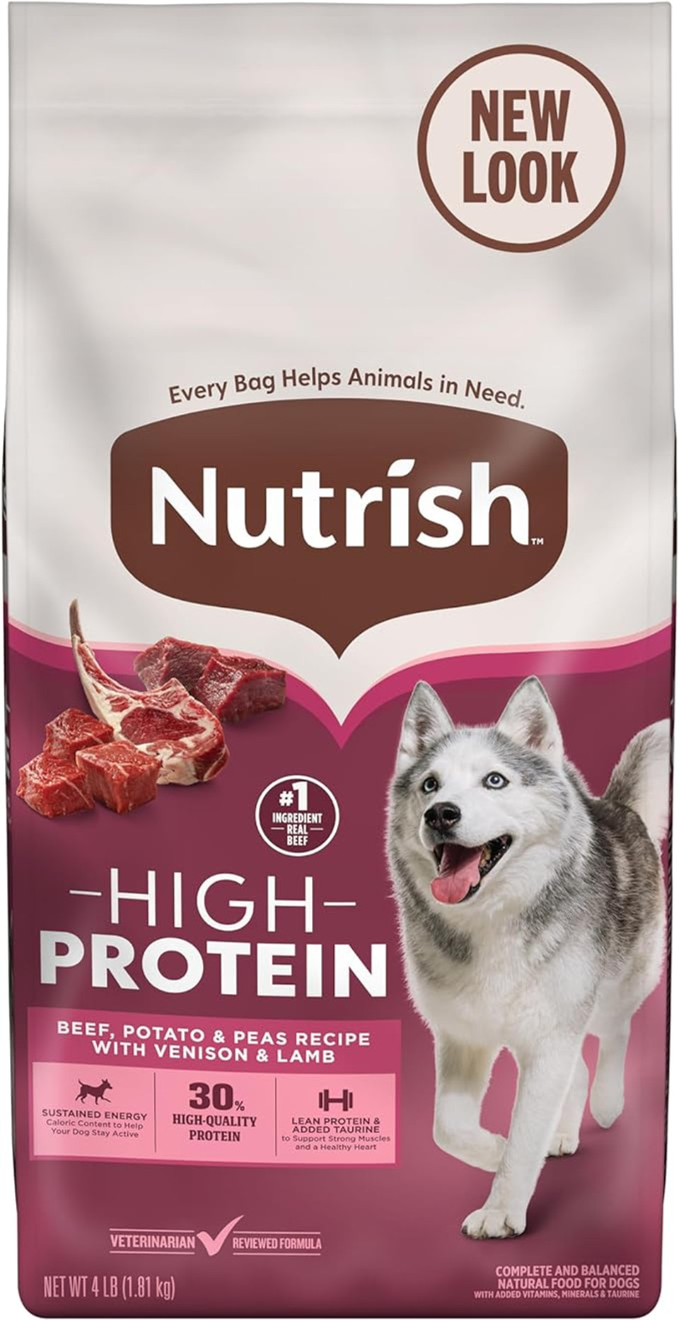 Rachael Ray Nutrish Peak Natural Dry Dog Food With Added Vitamins, Minerals & Taurine, Open Prairie Recipe With Beef, Venison & Lamb, 4 Pounds, Grain Free (Packaging May Vary)