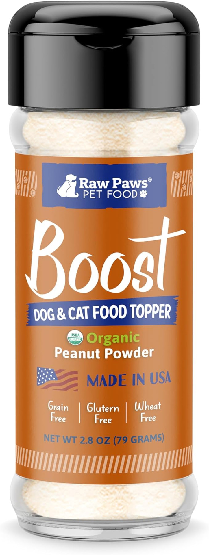 Raw Paws Boost Pet Food Topper Organic Peanut Powder, 2.8-Oz - Made In Usa - Dog Food Topper, Peanut Butter Dog Treats Meal Toppers For Dogs, Dog Flavor Food Toppers For Picky Dogs, Dog Food Sprinkles
