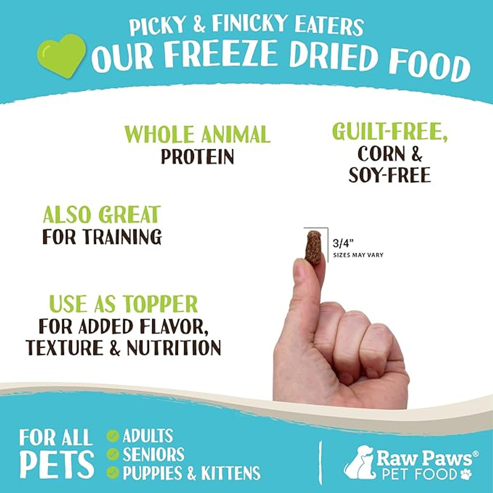 Raw Paws Freeze Dried Dog Food & Cat Food - Beef Recipe, 16-Oz - Made In Usa - Freeze-Dried Dog Food - Freeze Dried Raw Dog Food - Raw Dog Food Freeze Dried - Raw Food For Dogs - Freeze Dried Cat Food